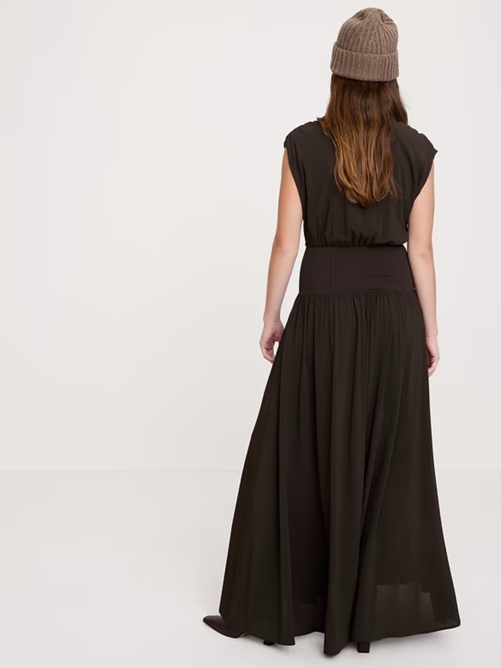 BANANA REPUBLIC STRETCH-CREPE DROP-WAIST MAXI DRESS - Picture 4 of 6
